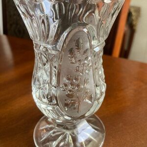 VTG Zajecar crystal vase - cut & etched floral motif - 4.75” tall
